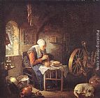 Gerrit Dou Famous Paintings - The Prayer of the Spinner
